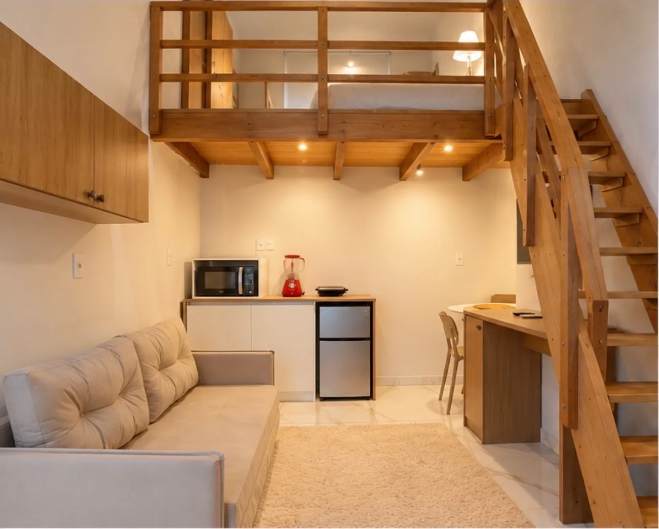 Studio 3 — the sleeping loft above the kitchenette