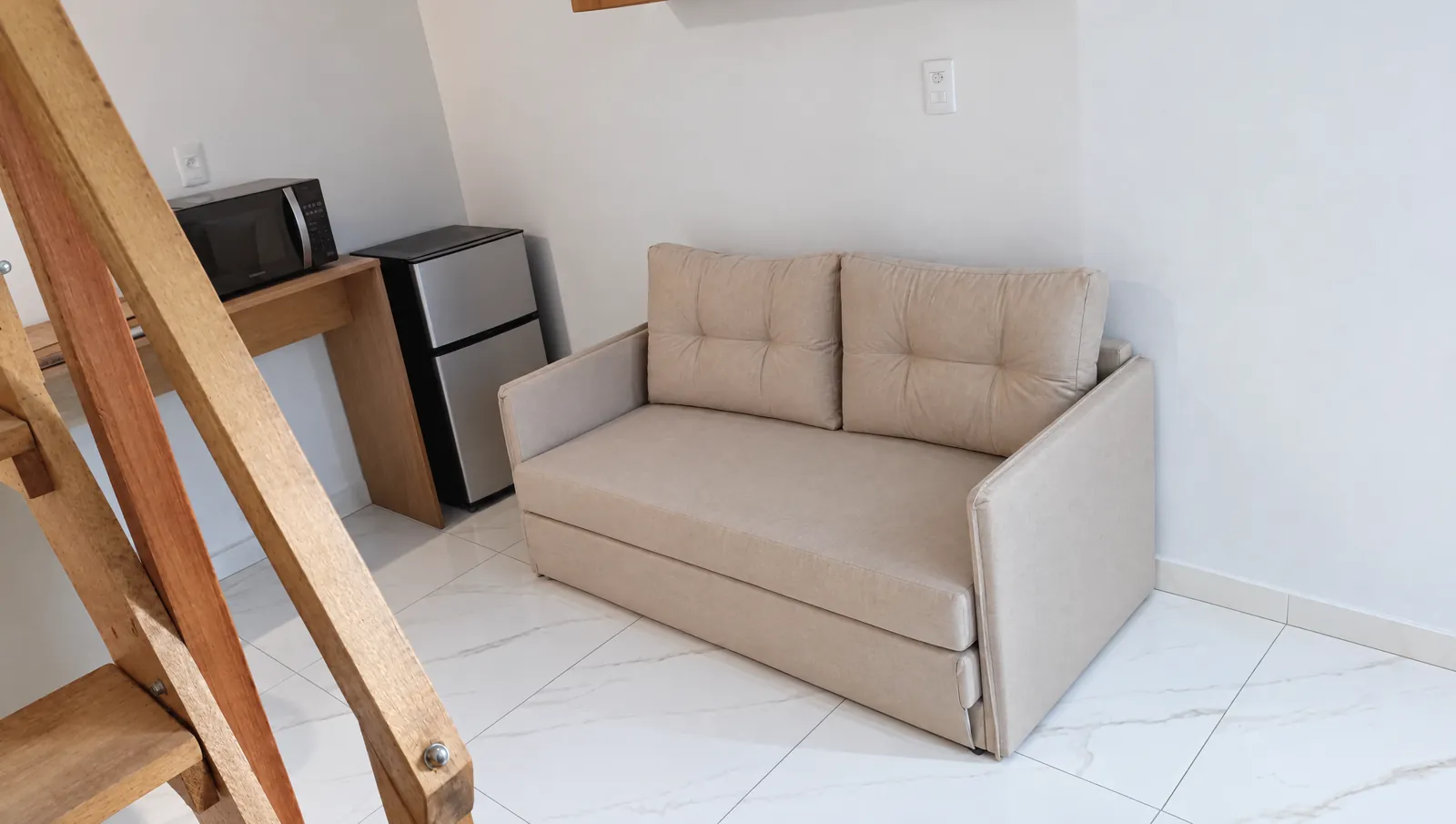 Studio 2 — sofa bed and kitchenette